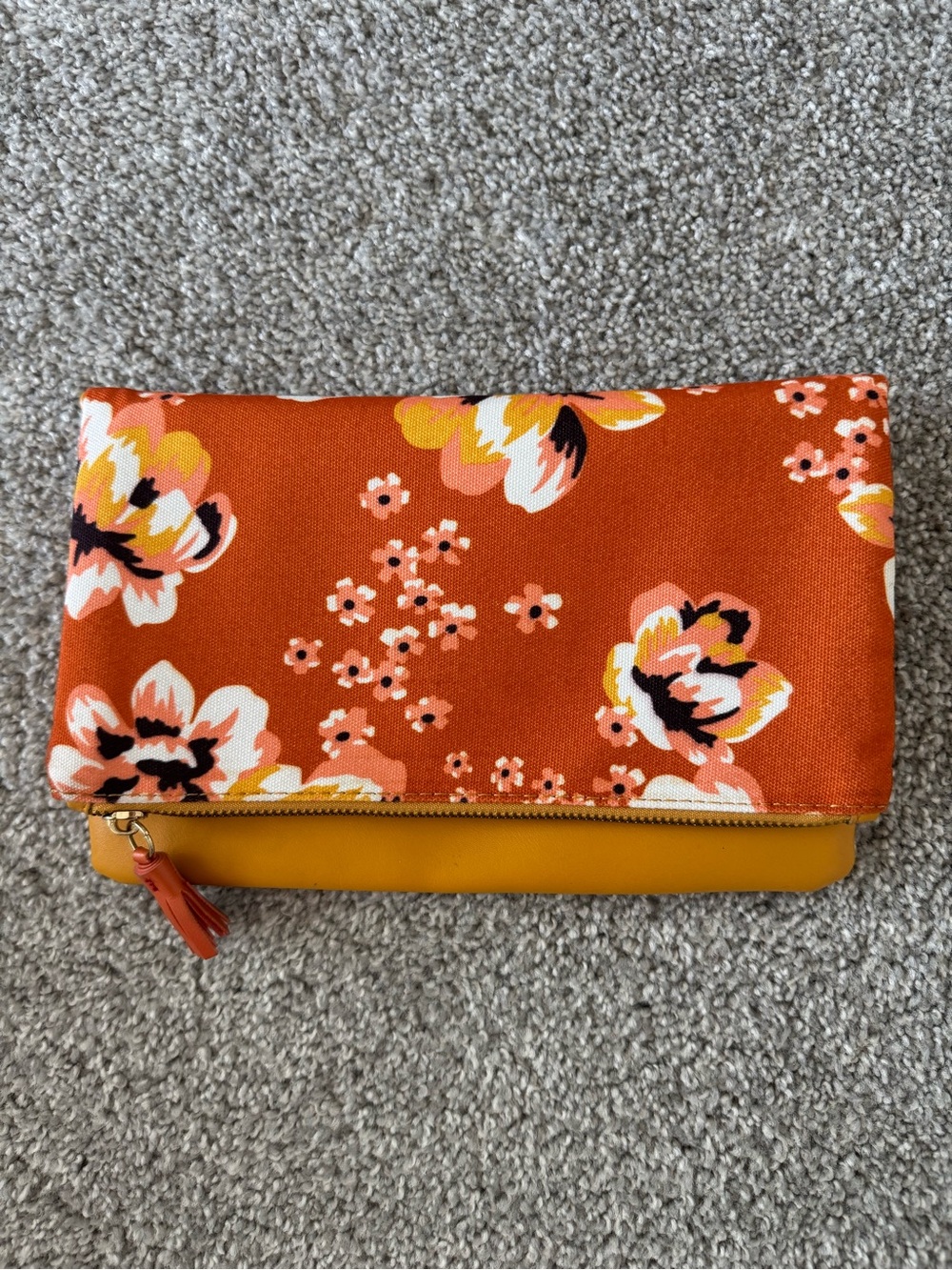 Rachel Pally Orange Floral Foldover Clutch